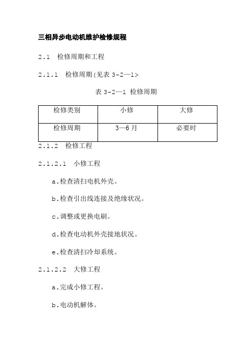 三相异步电动机维护检修规程