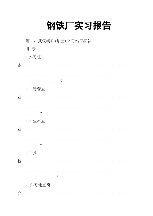 钢铁厂实习报告