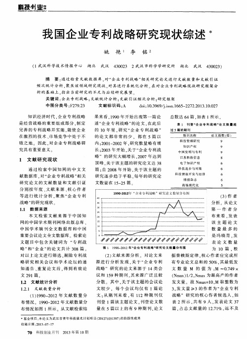 我国企业专利战略研究现状综述