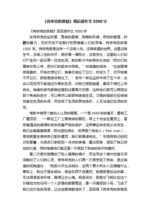 《肖申克的救赎》观后感作文3000字