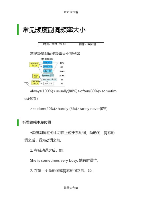 常见频度副词频率大小之欧阳语创编