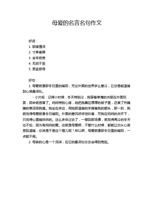 母爱的名言名句作文