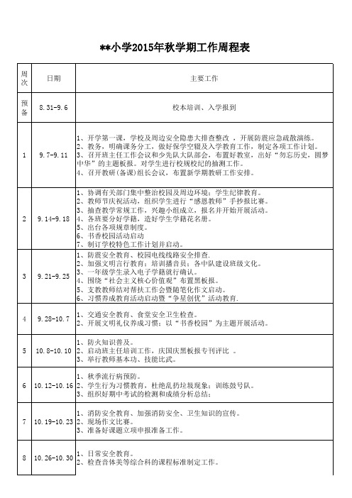 学校周工作安排表