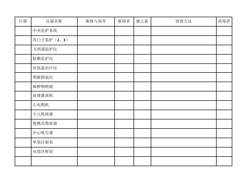 仪器维修保养登记本(急诊)