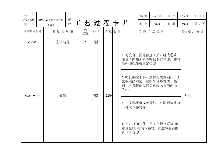 提升机WD04铆焊工艺