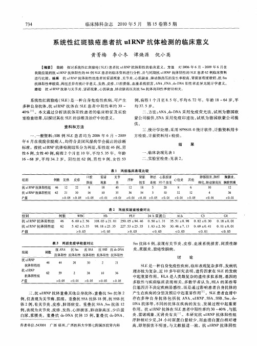 系统性红斑狼疮患者抗u1RNP抗体检测的临床意义