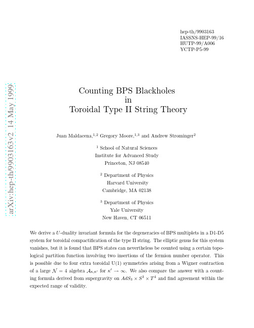 Counting BPS Blackholes in Toroidal Type II String Theory