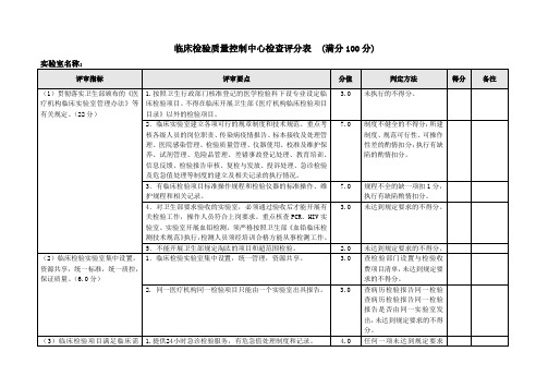 临床检验质量控制中心检查评分表