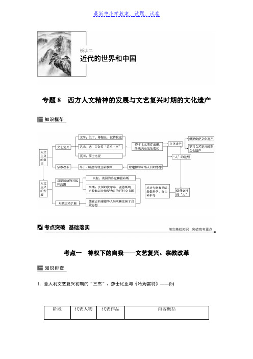 【最新资料精选】高考历史浙江选考二轮专题复习：板块二 近代的世界和中国 专题8 含答案