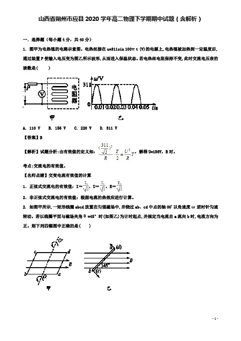 应2020高二物理下学期期中试题