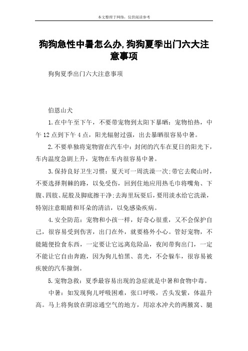 狗狗急性中暑怎么办,狗狗夏季出门六大注意事项