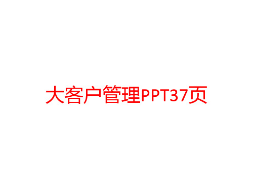 大客户管理PPT37页