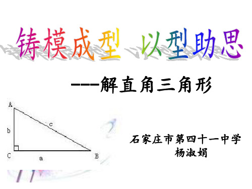 冀教版九年级上册数学：263 解直角三角形》(1)