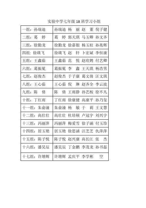 实验中学七年级18班学习小组