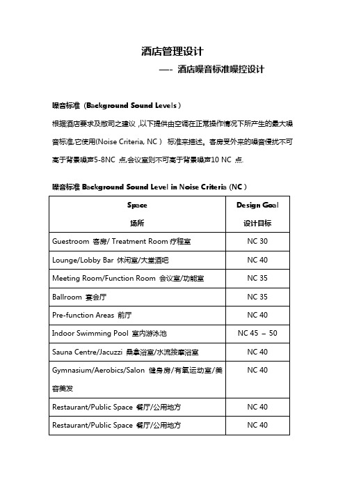 酒店管理设计—— 酒店噪音标准噪控设计【精选文档】