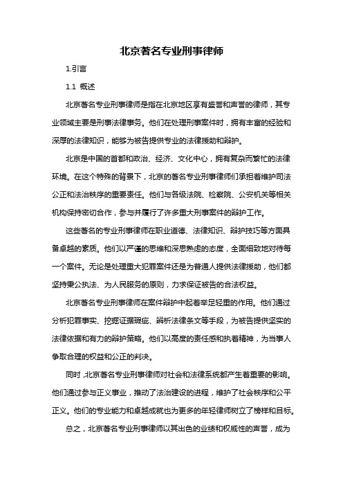 北京著名专业刑事律师