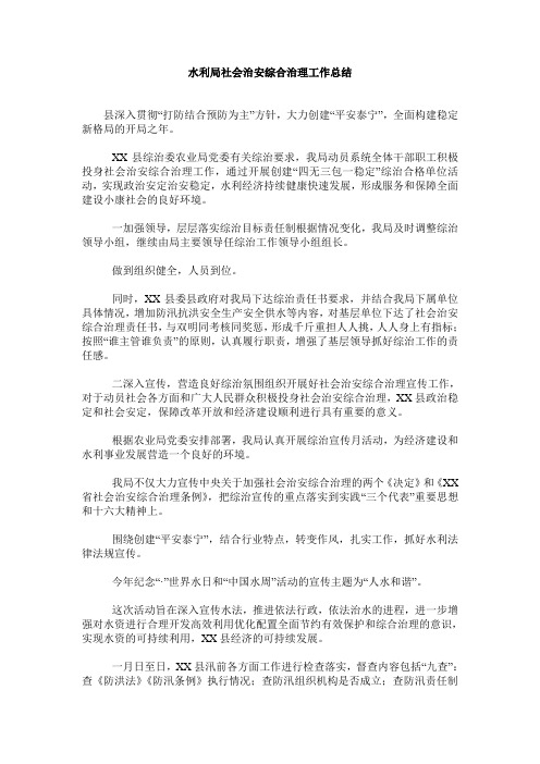 水利局社会治安综合治理工作总结