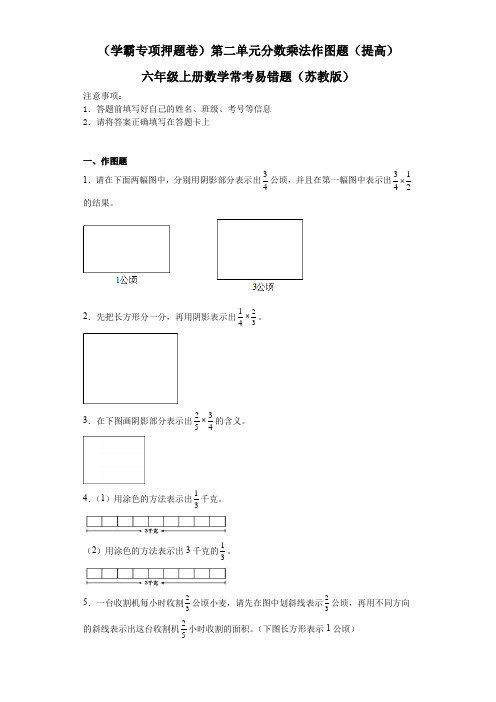 (学霸专项押题卷)第二单元分数乘法作图题(提高)六年级上册数学常考易错题(苏教版)