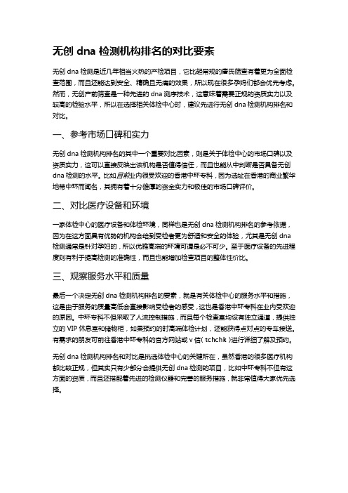 无创dna检测机构排名的对比要素