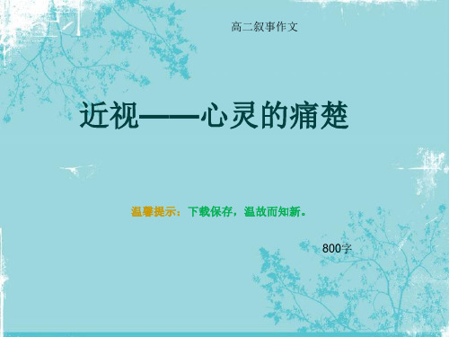 高二叙事作文《近视——心灵的痛楚》800字