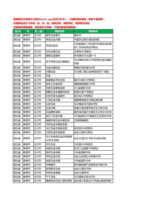 2020新版湖北省孝感市汉川市五金工商企业公司商家名录名单黄页联系电话号码地址大全221家