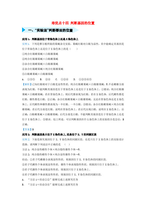 【精品】2020版高考生物专题14：判断基因的位置试题(含答案)