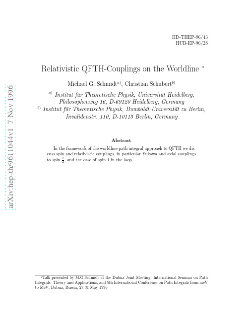 Relativistic QFTH - Couplings on the Worldline