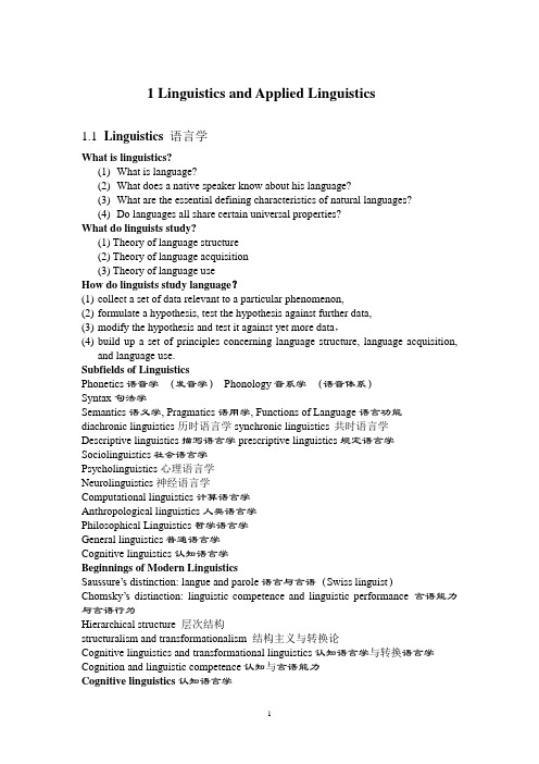 1 Linguistics and Applied Linguistics