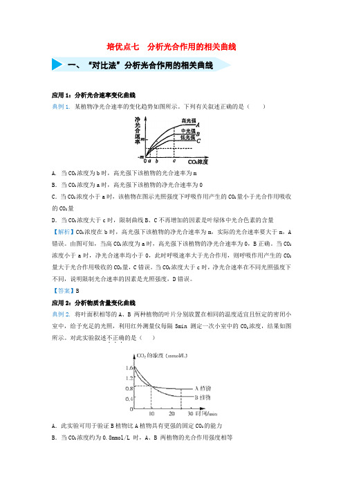 【精品】2020版高考生物专题7：分析光合作用的相关曲线试题(含答案)