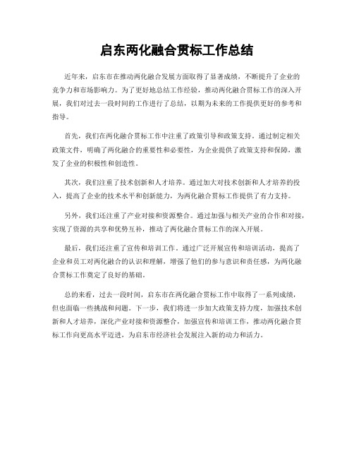 启东两化融合贯标工作总结