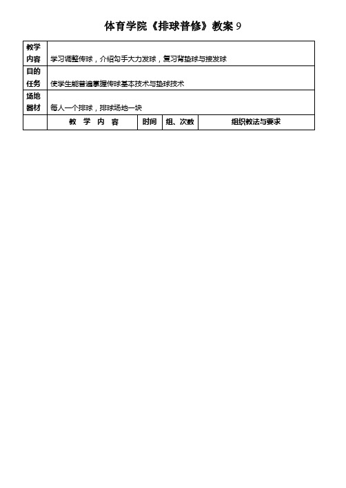 体育学院《排球普修》教案 9