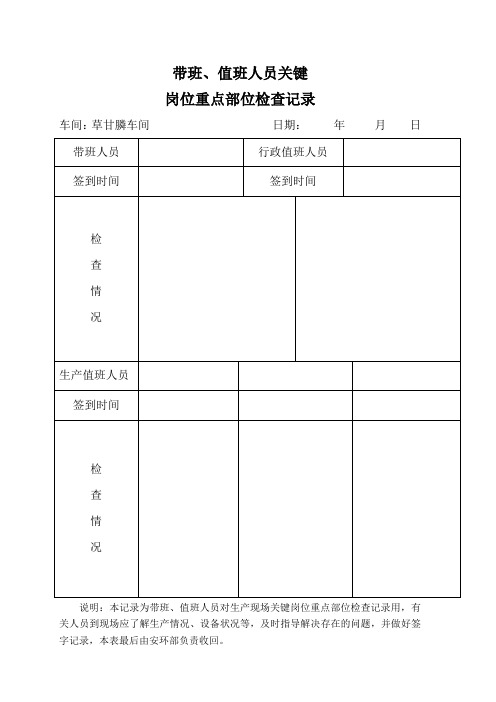 带班值班检查记录