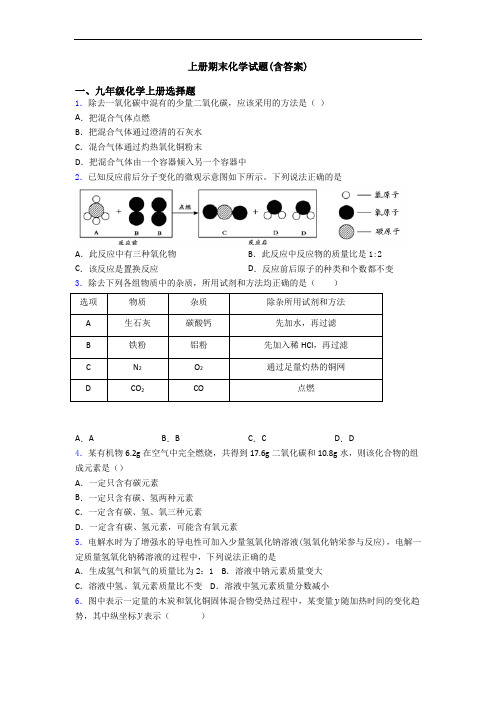 初三化学上册期末化学试题(含答案)