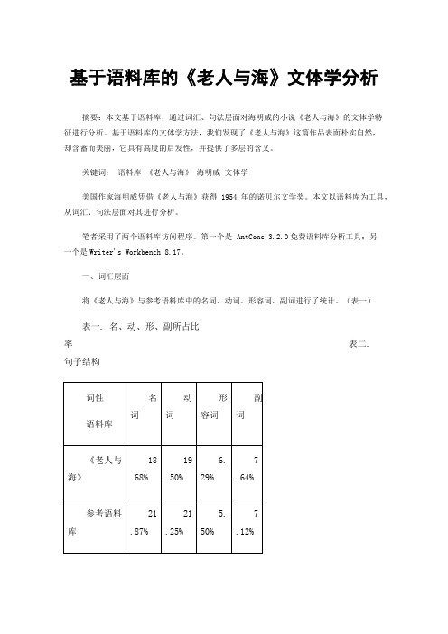 基于语料库的《老人与海》文体学分析