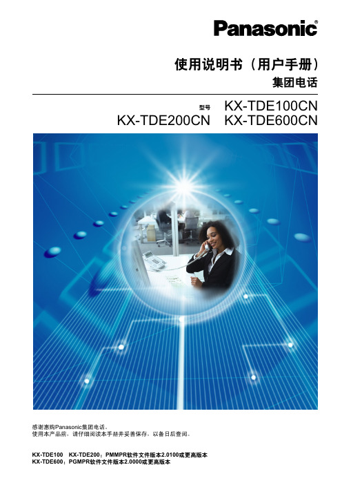 松下 KX-TDE100CN KX-TDE200CN KX-TDE600CN集团电话 说明书