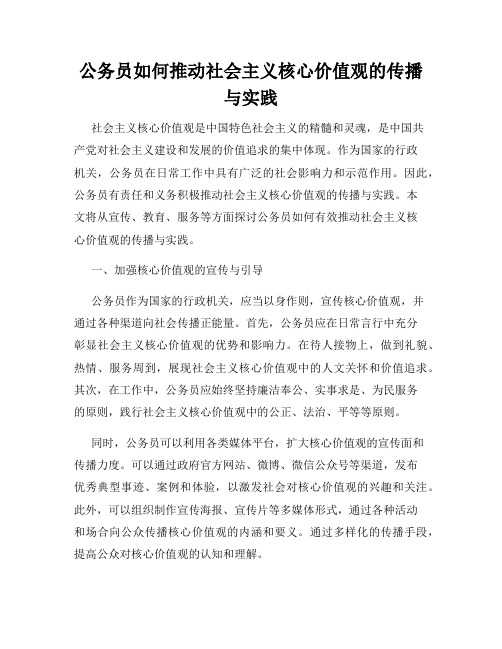 公务员如何推动社会主义核心价值观的传播与实践