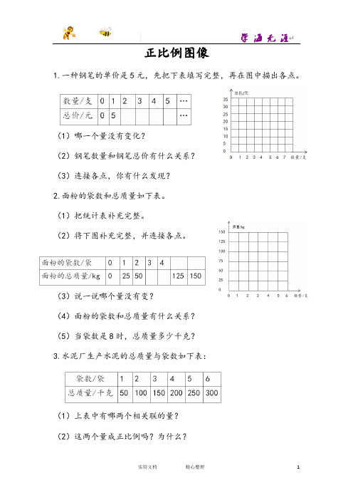 20春苏教版数学6年级下册--课时练--6.2  正比例图像