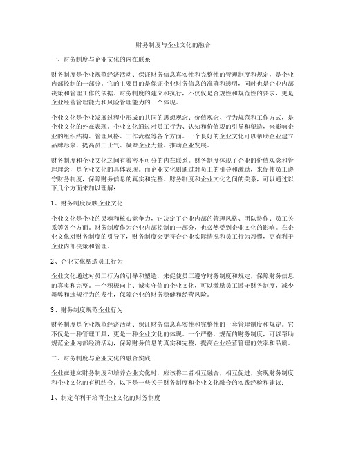 财务制度与企业文化的融合