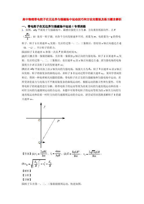 高中物理带电粒子在无边界匀强磁场中运动技巧和方法完整版及练习题含解析