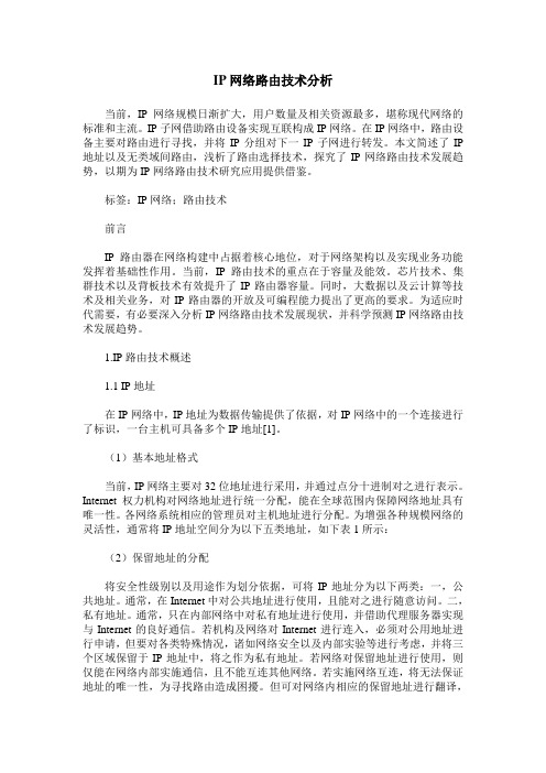 IP网络路由技术分析