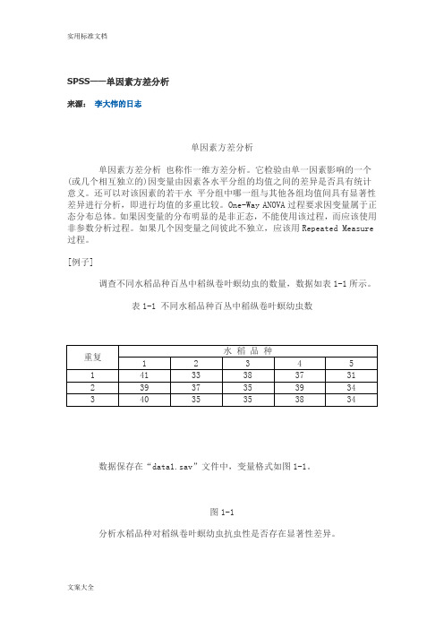 SPSS——单因素方差分析报告详解