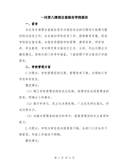 一问责八清理自查报告学校报告