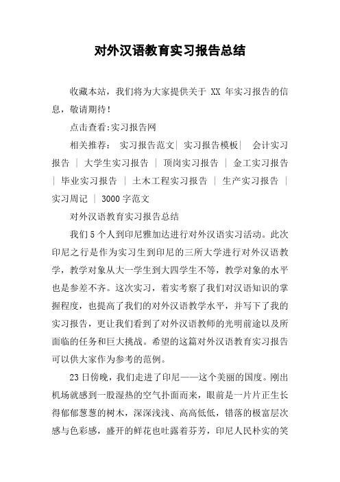 对外汉语教育实习报告总结
