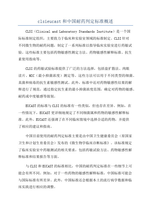 clsieucast和中国耐药判定标准概述