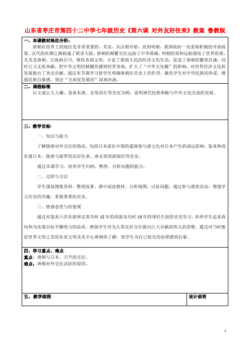 山东省枣庄市第四十二中学七年级历史下册《第六课 对