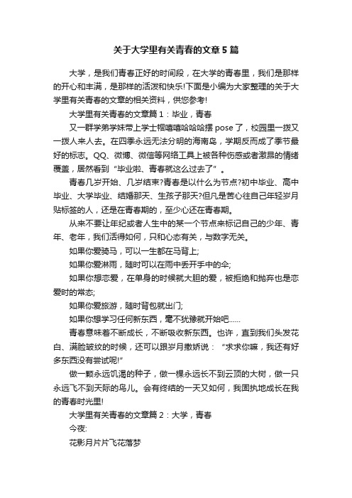 关于大学里有关青春的文章5篇