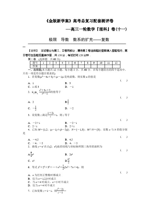 2011《金版新学案》高三一轮数学(理)高考总复习测评卷:章末质量检测11