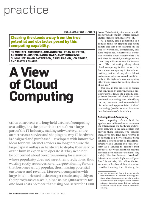 A View of Cloud Computing