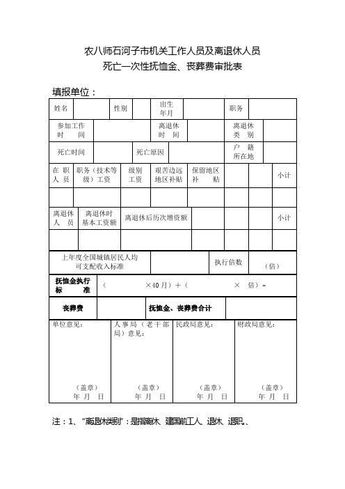 石河子市机关工作人员(离退休人员)死亡人员