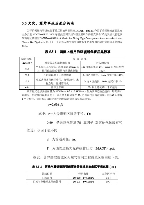 天然气管网工程火灾、爆炸事故后果分析法